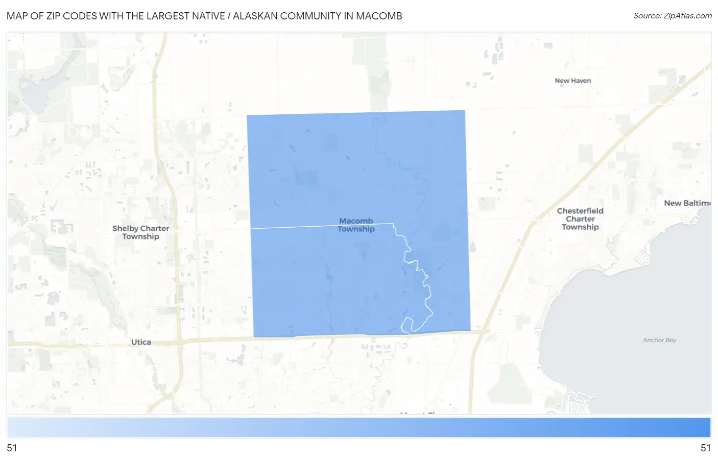 Zip Codes with the Largest Native / Alaskan Community in Macomb Map