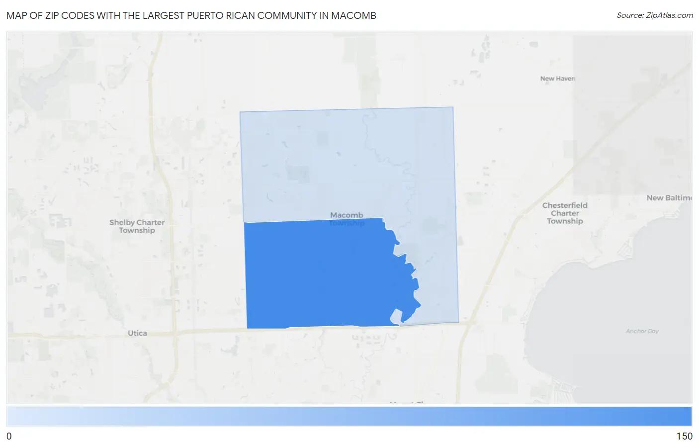 Zip Codes with the Largest Puerto Rican Community in Macomb Map