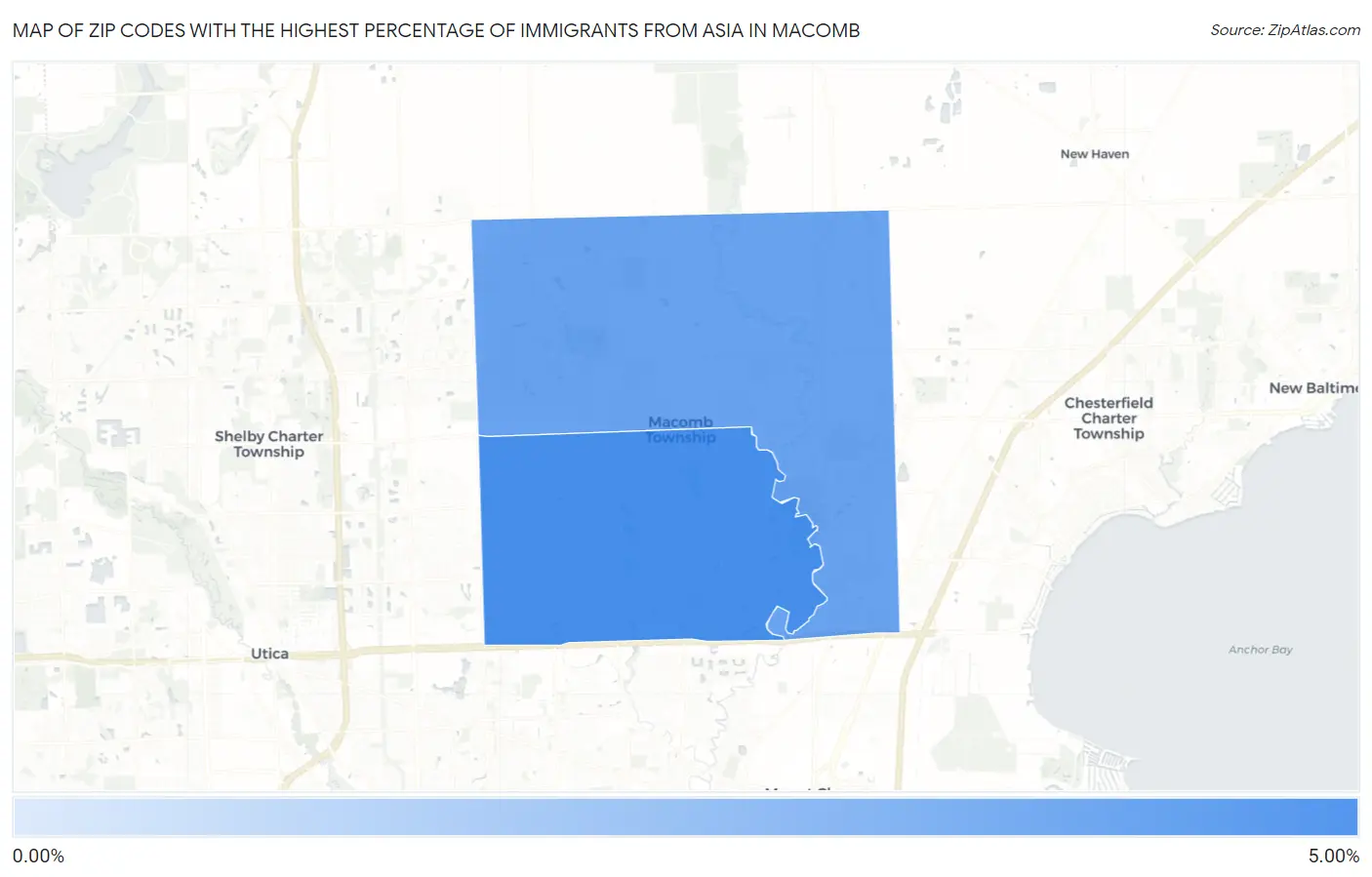 Zip Codes with the Highest Percentage of Immigrants from Asia in Macomb Map
