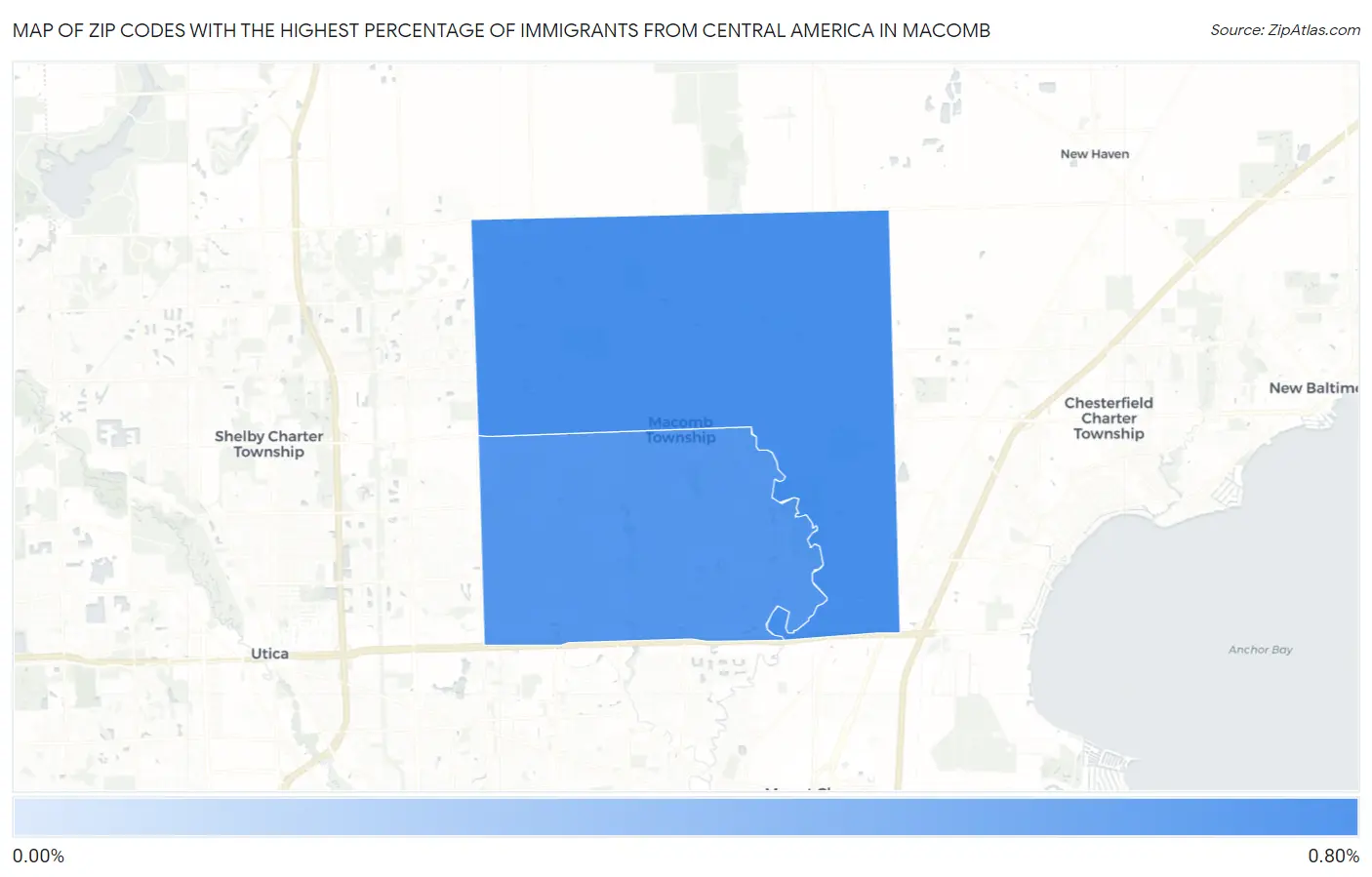 Zip Codes with the Highest Percentage of Immigrants from Central America in Macomb Map