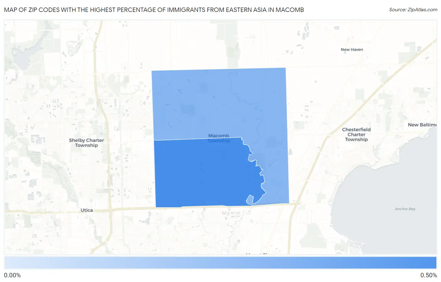 Zip Codes with the Highest Percentage of Immigrants from Eastern Asia in Macomb Map