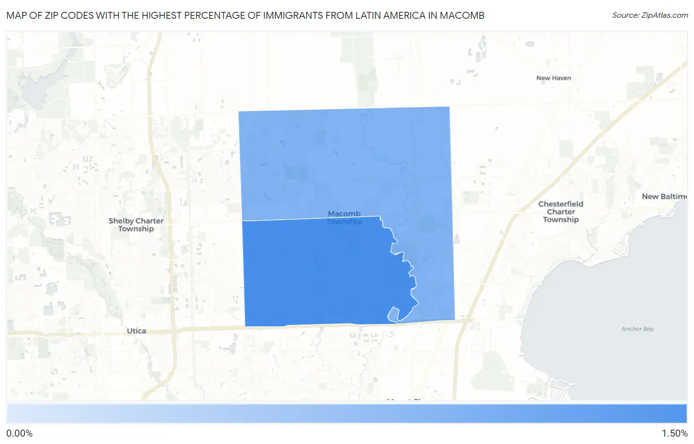 Zip Codes with the Highest Percentage of Immigrants from Latin America in Macomb Map