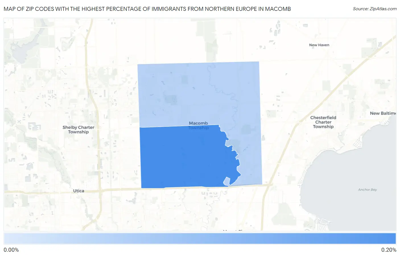 Zip Codes with the Highest Percentage of Immigrants from Northern Europe in Macomb Map