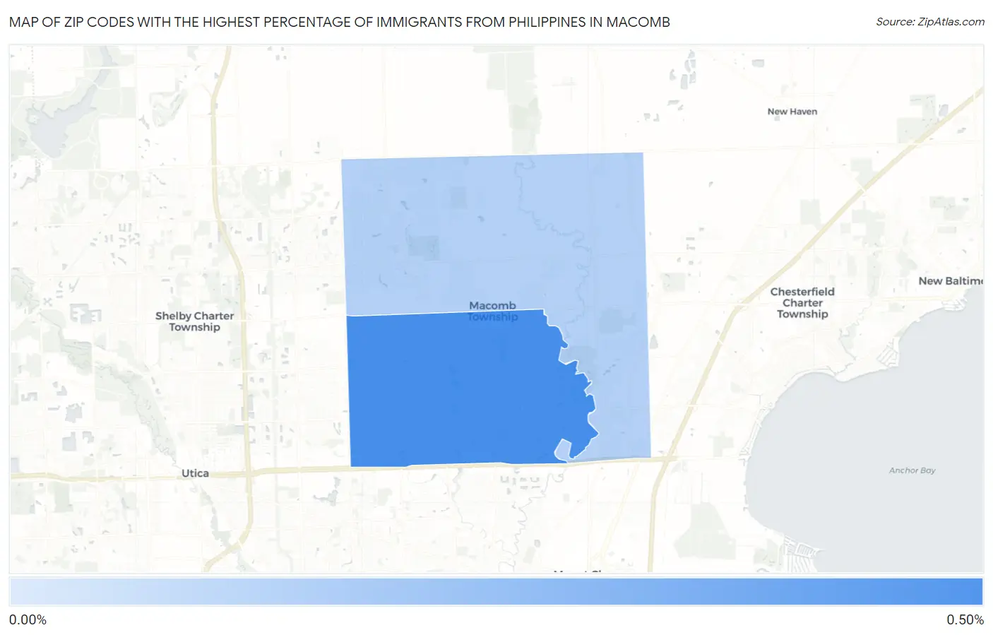 Zip Codes with the Highest Percentage of Immigrants from Philippines in Macomb Map