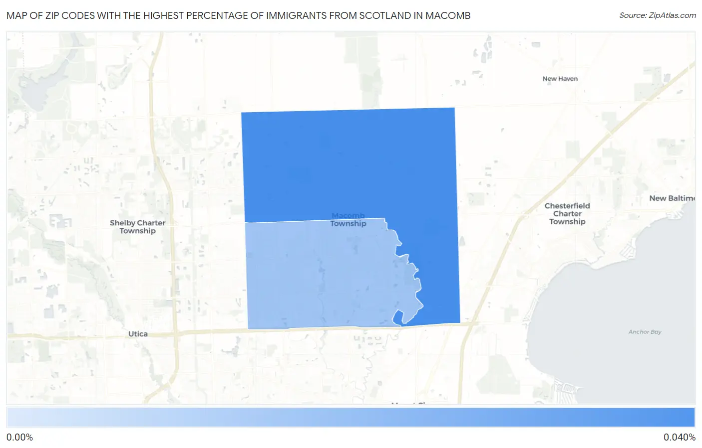 Zip Codes with the Highest Percentage of Immigrants from Scotland in Macomb Map