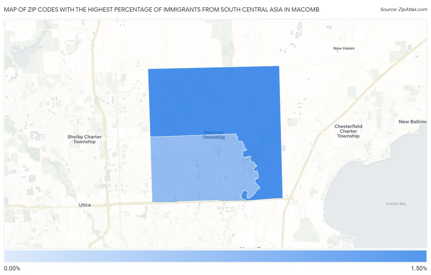 Zip Codes with the Highest Percentage of Immigrants from South Central Asia in Macomb Map