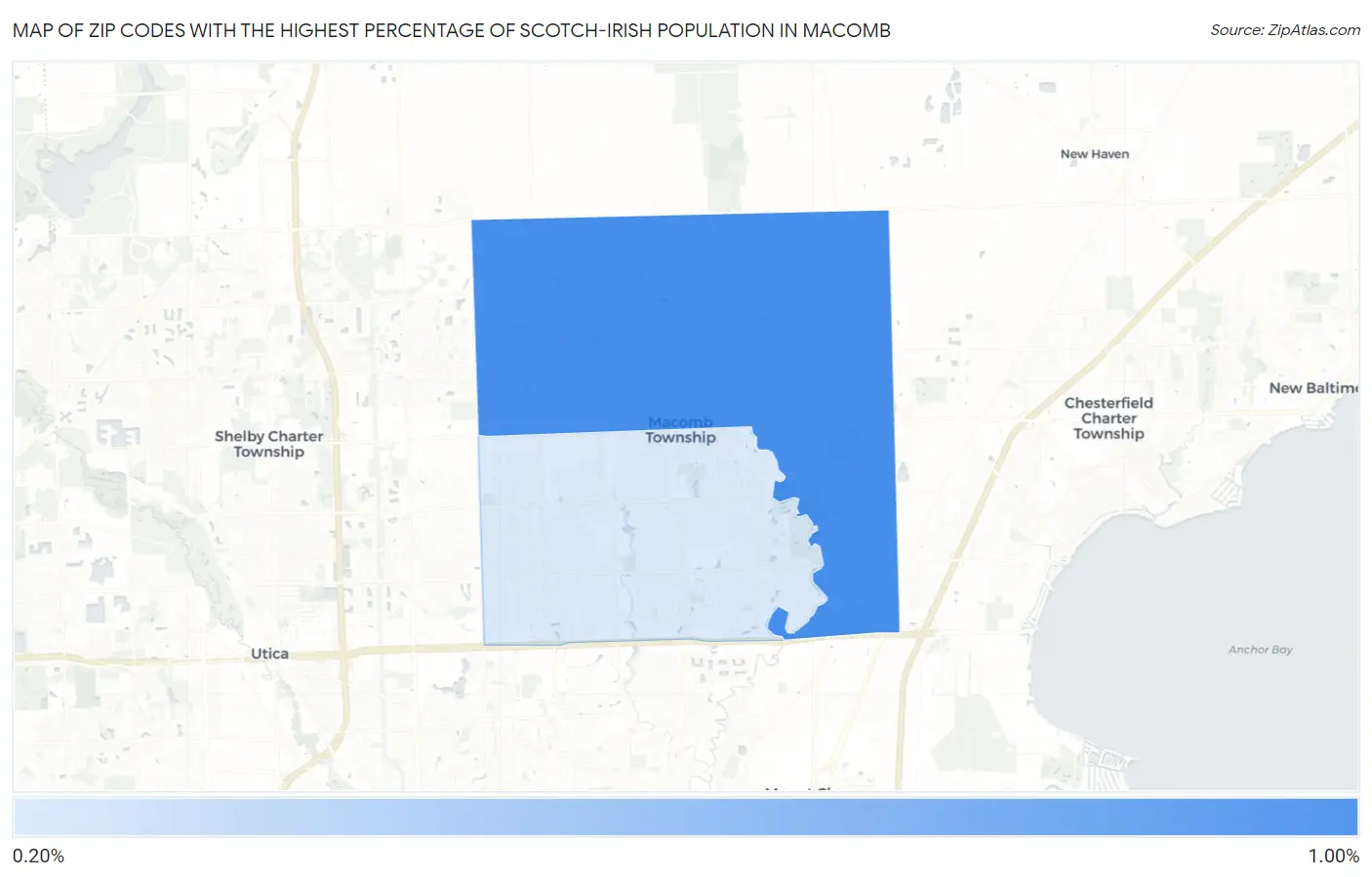 Zip Codes with the Highest Percentage of Scotch-Irish Population in Macomb Map