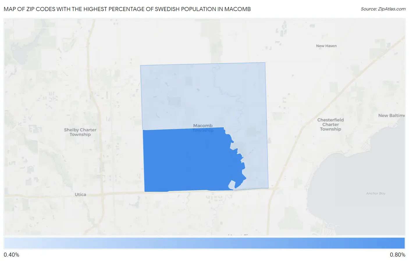 Zip Codes with the Highest Percentage of Swedish Population in Macomb Map