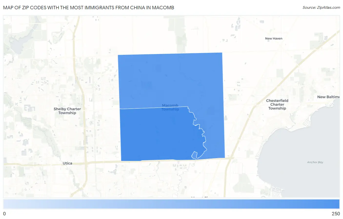 Zip Codes with the Most Immigrants from China in Macomb Map