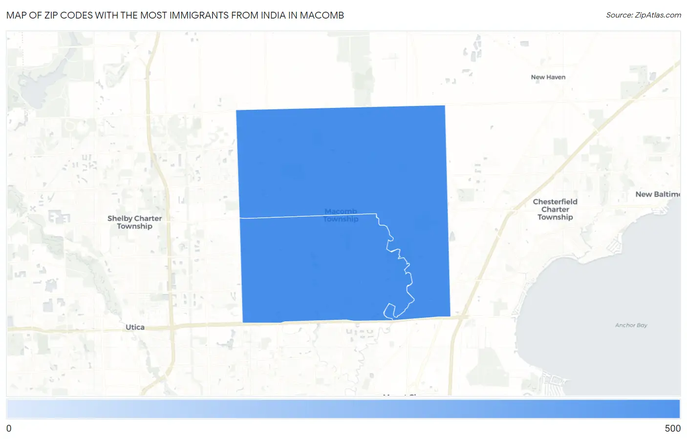 Zip Codes with the Most Immigrants from India in Macomb Map
