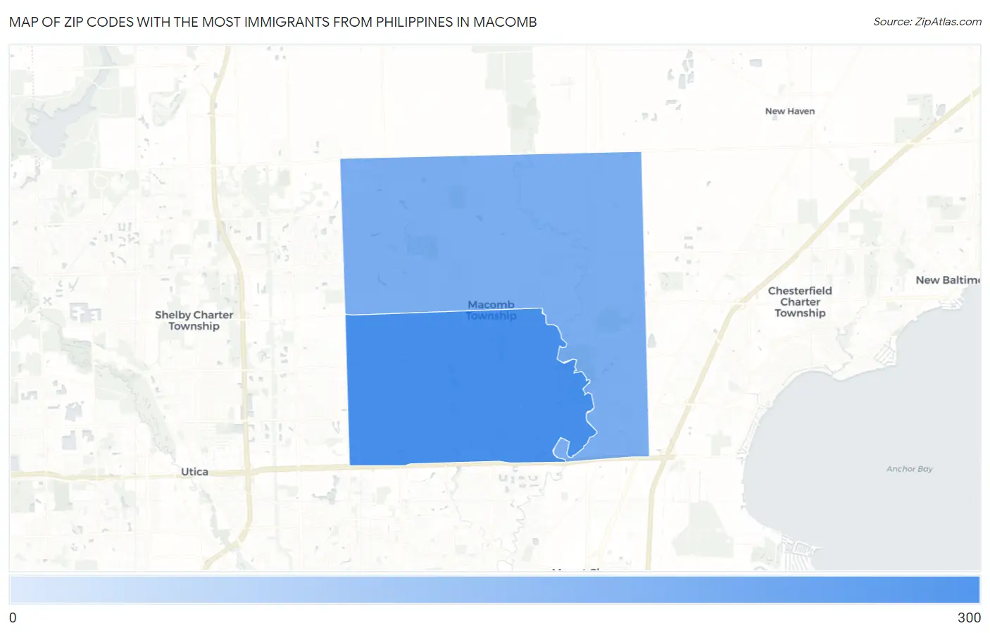 Zip Codes with the Most Immigrants from Philippines in Macomb Map