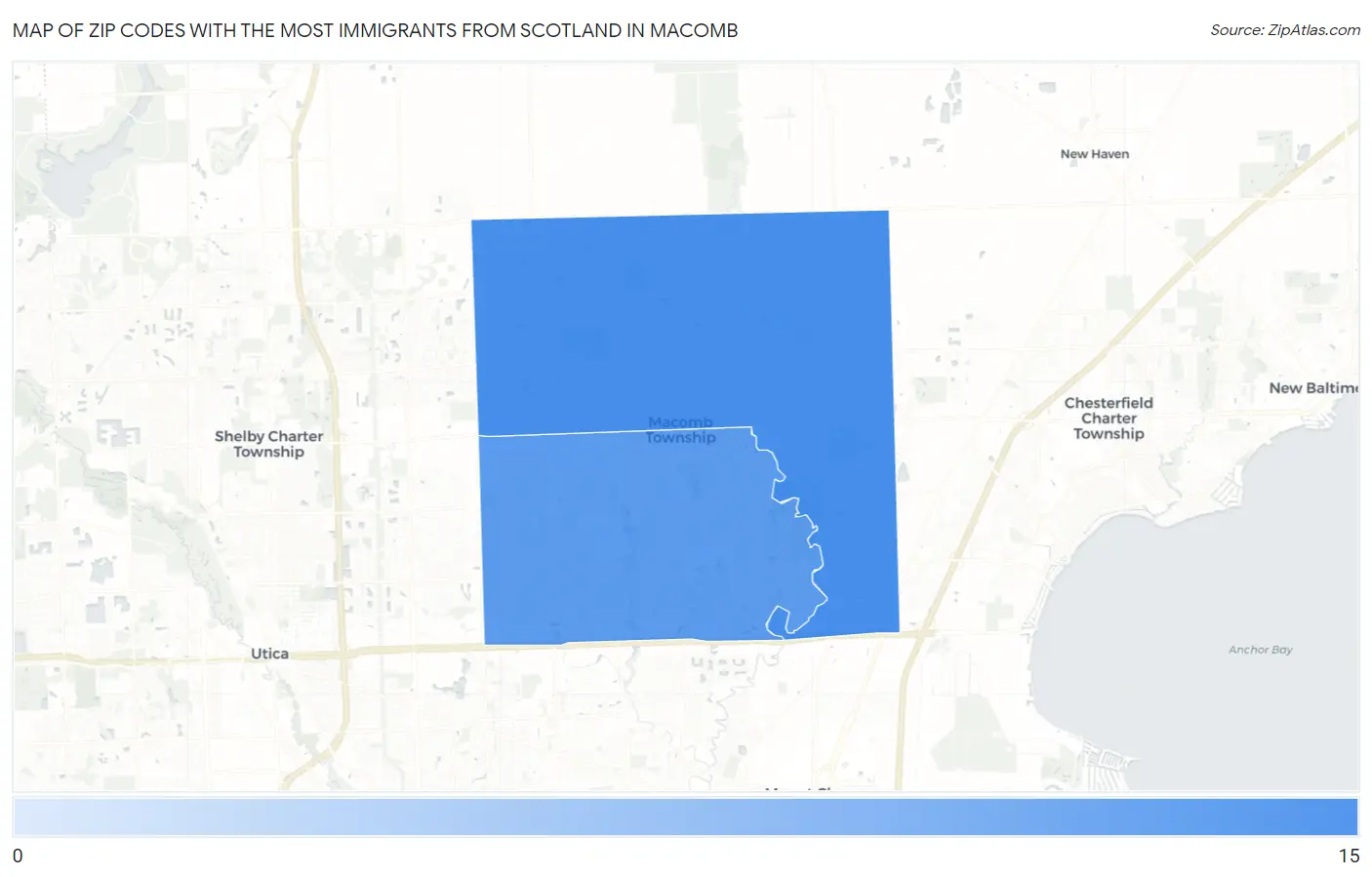 Zip Codes with the Most Immigrants from Scotland in Macomb Map