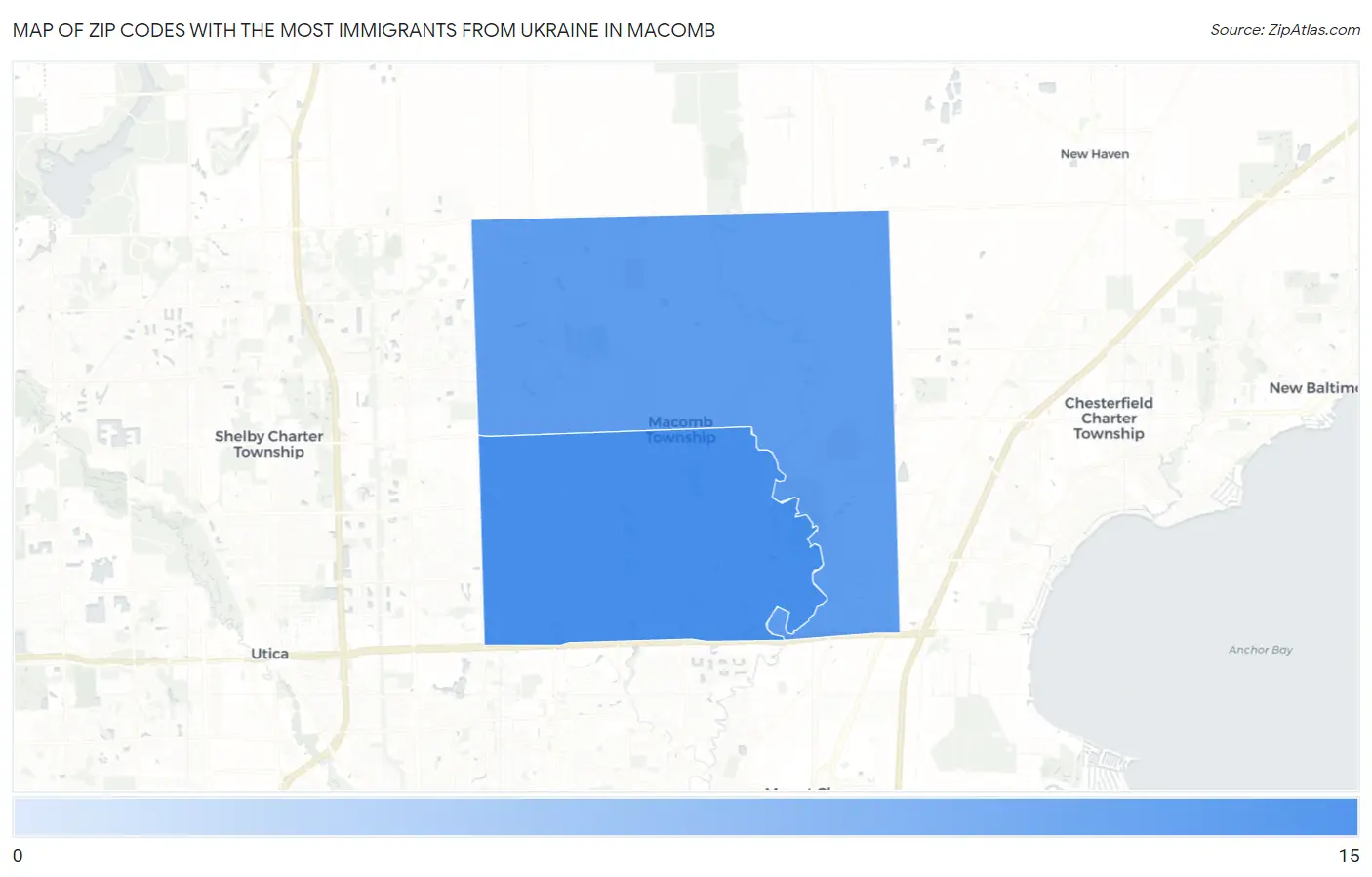 Zip Codes with the Most Immigrants from Ukraine in Macomb Map