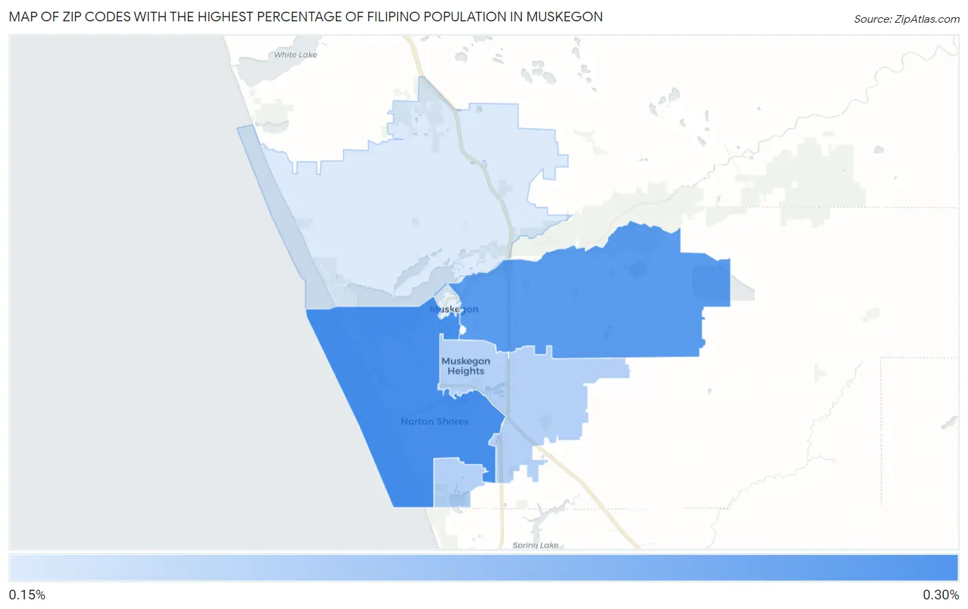 Zip Codes with the Highest Percentage of Filipino Population in Muskegon Map