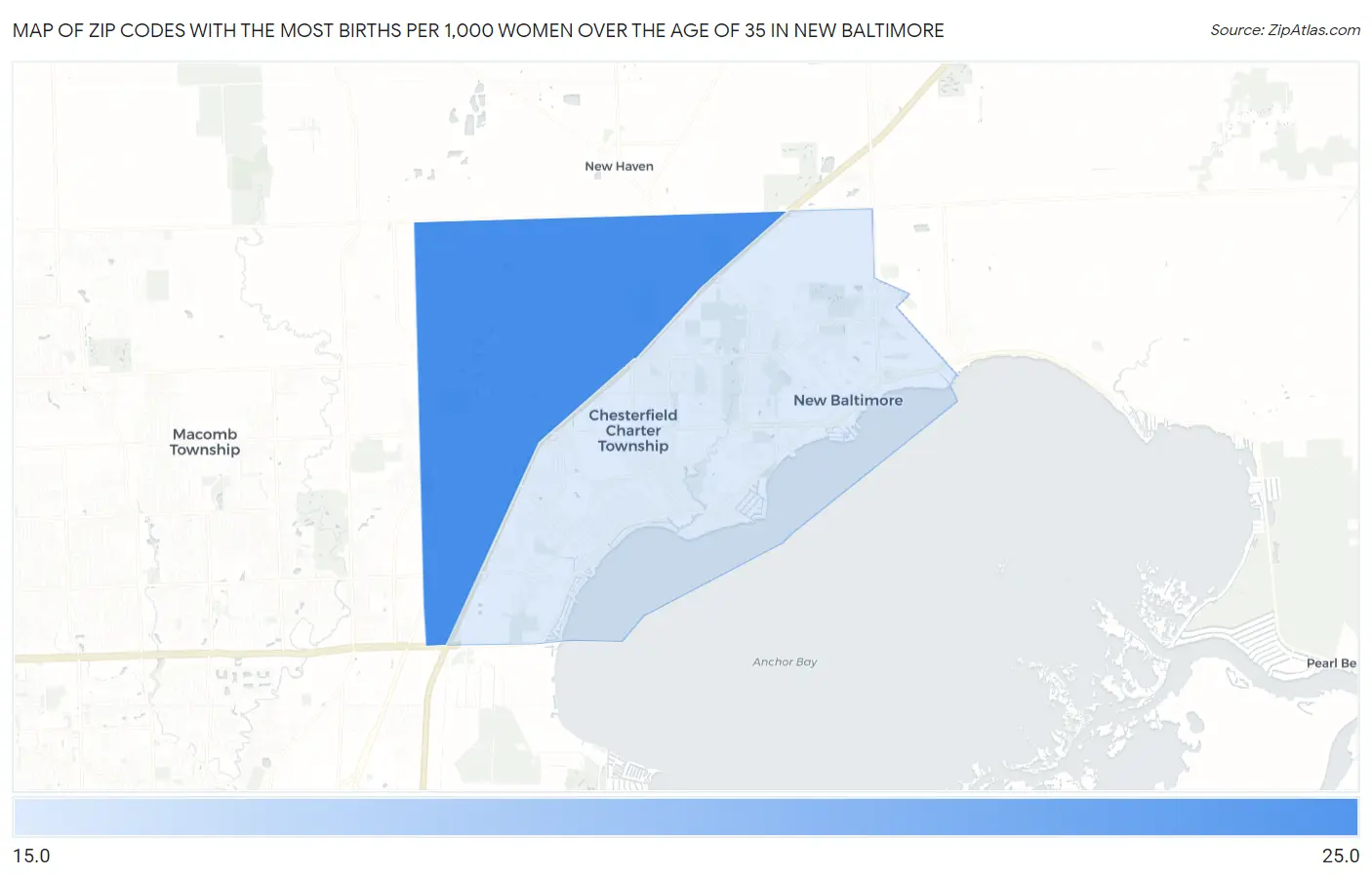 Zip Codes with the Most Births per 1,000 Women Over the Age of 35 in New Baltimore Map