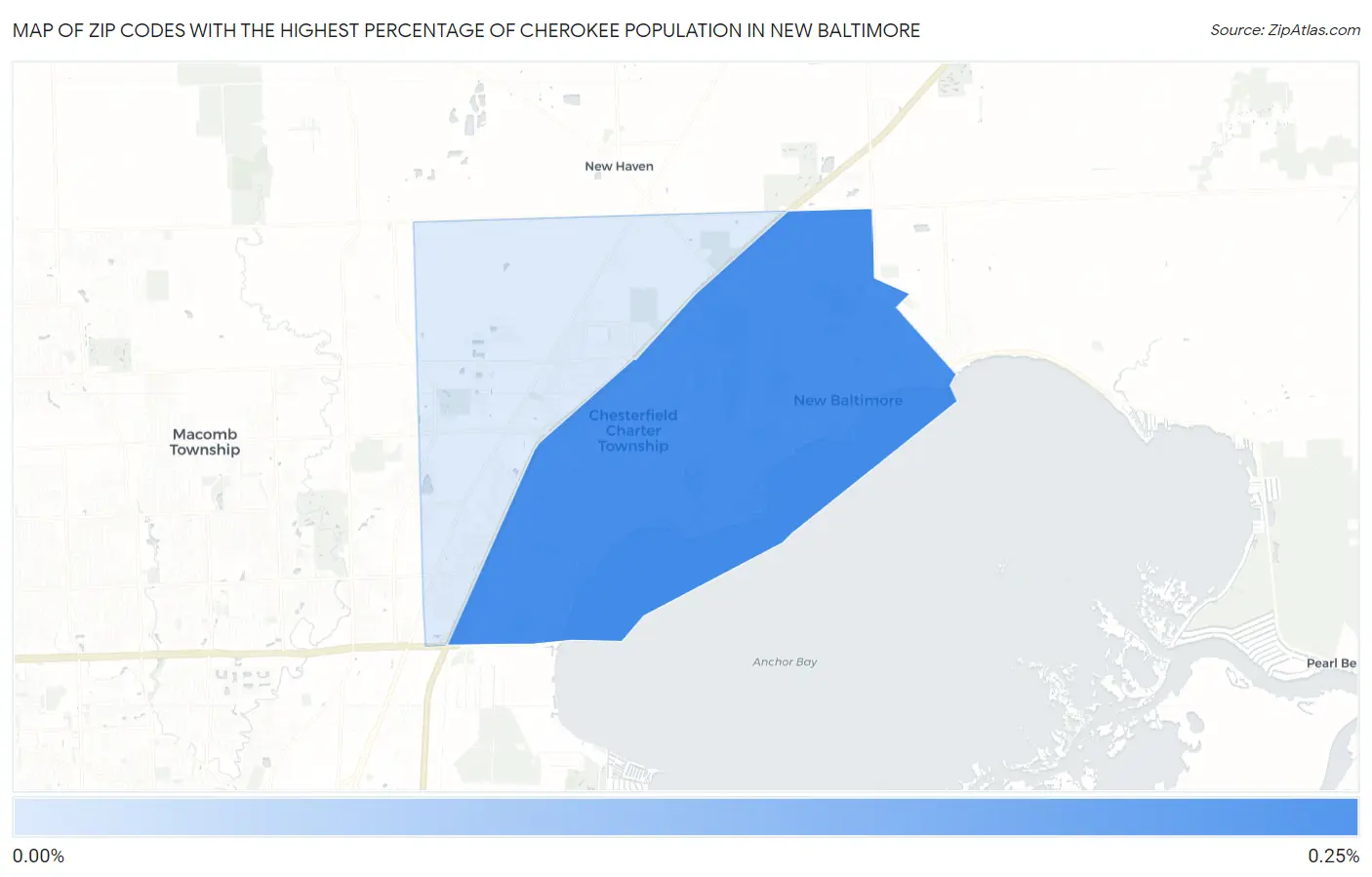 Zip Codes with the Highest Percentage of Cherokee Population in New Baltimore Map