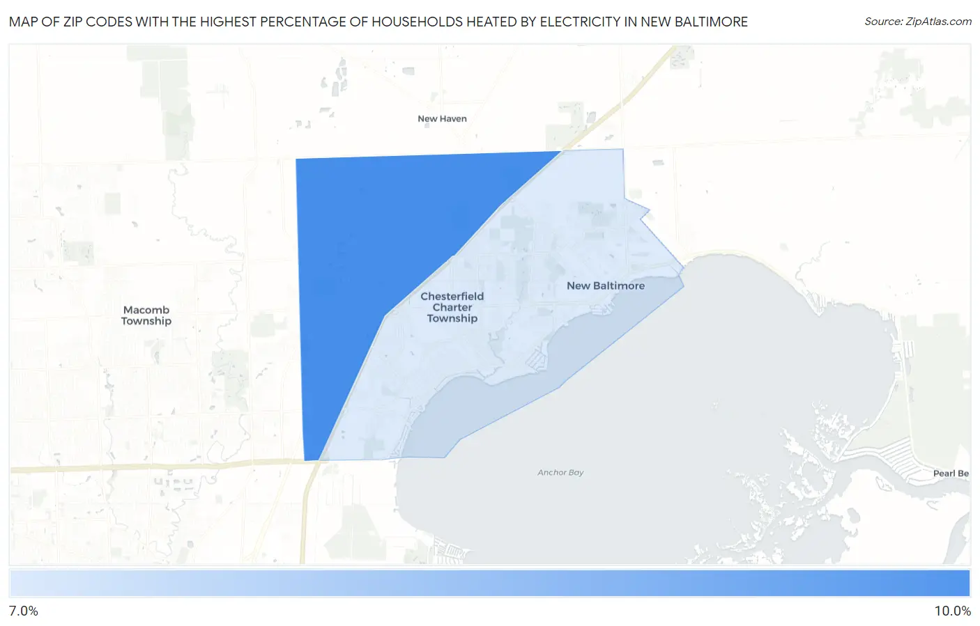 Zip Codes with the Highest Percentage of Households Heated by Electricity in New Baltimore Map