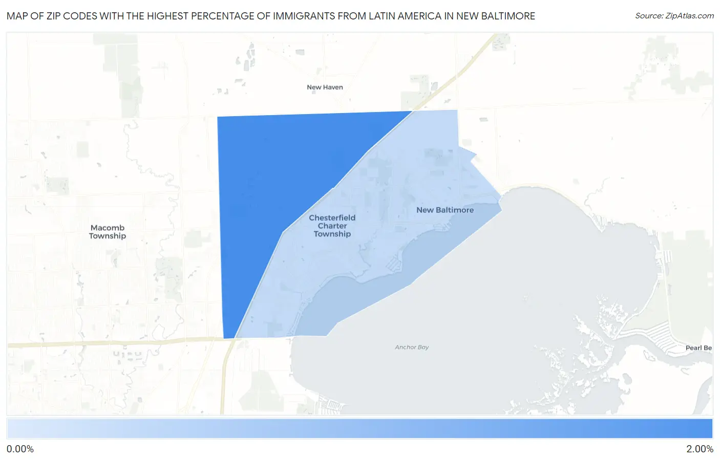 Zip Codes with the Highest Percentage of Immigrants from Latin America in New Baltimore Map