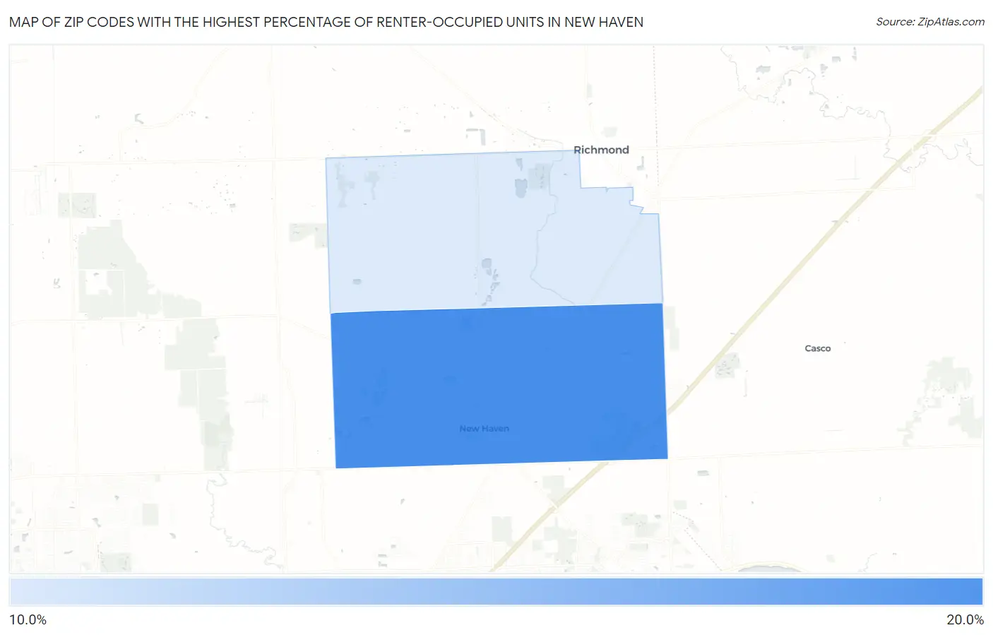Zip Codes with the Highest Percentage of Renter-Occupied Units in New Haven Map