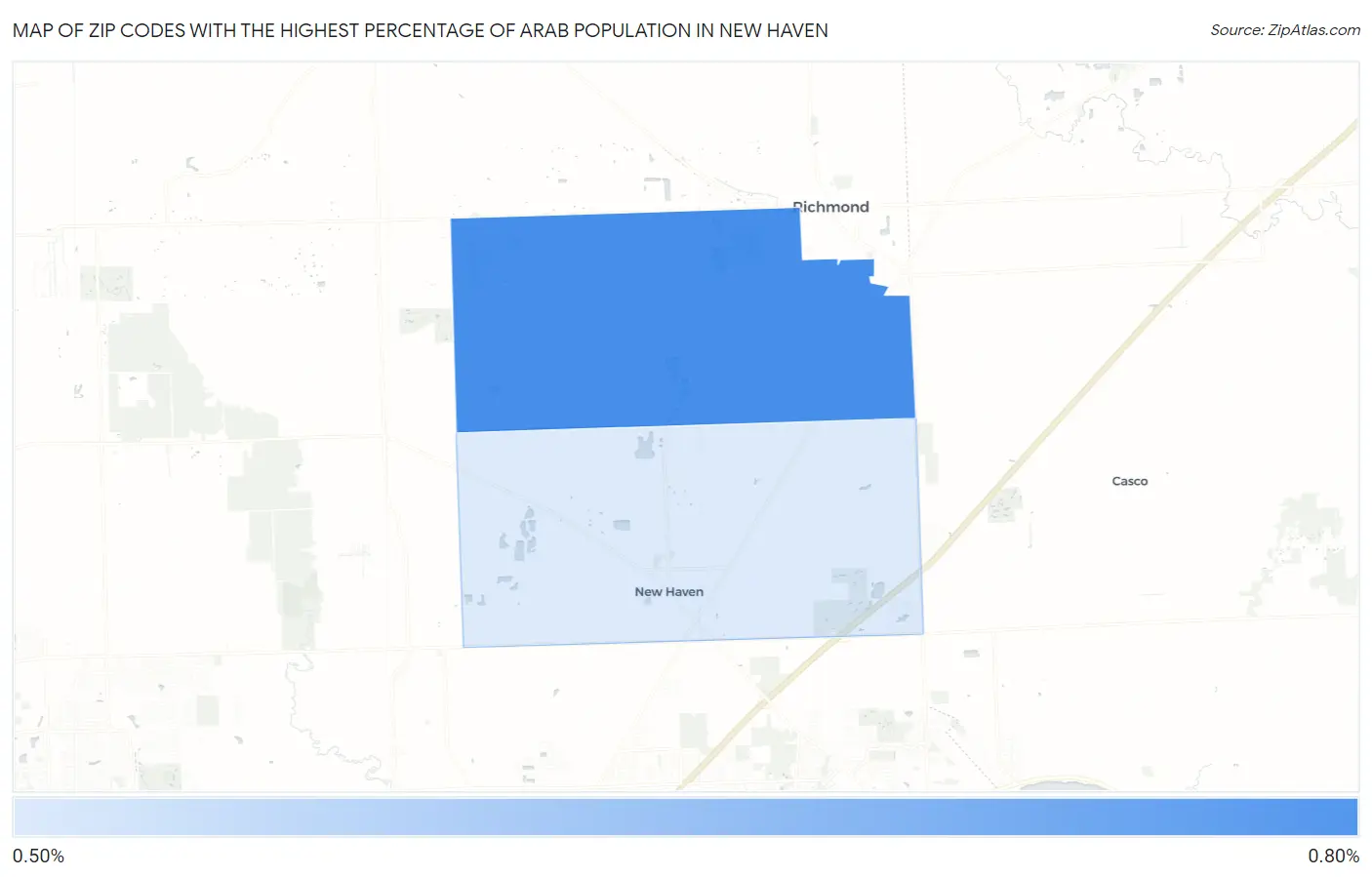 Zip Codes with the Highest Percentage of Arab Population in New Haven Map