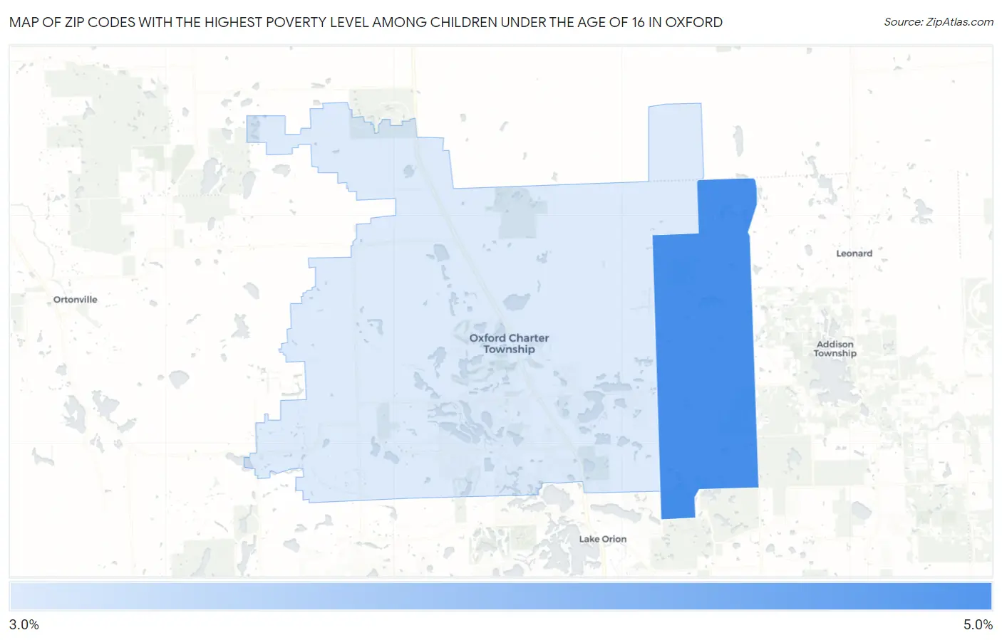 Zip Codes with the Highest Poverty Level Among Children Under the Age of 16 in Oxford Map
