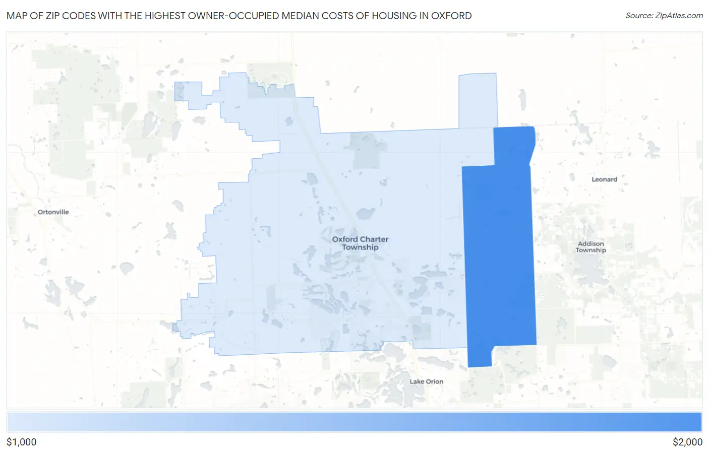 Zip Codes with the Highest Owner-Occupied Median Costs of Housing in Oxford Map