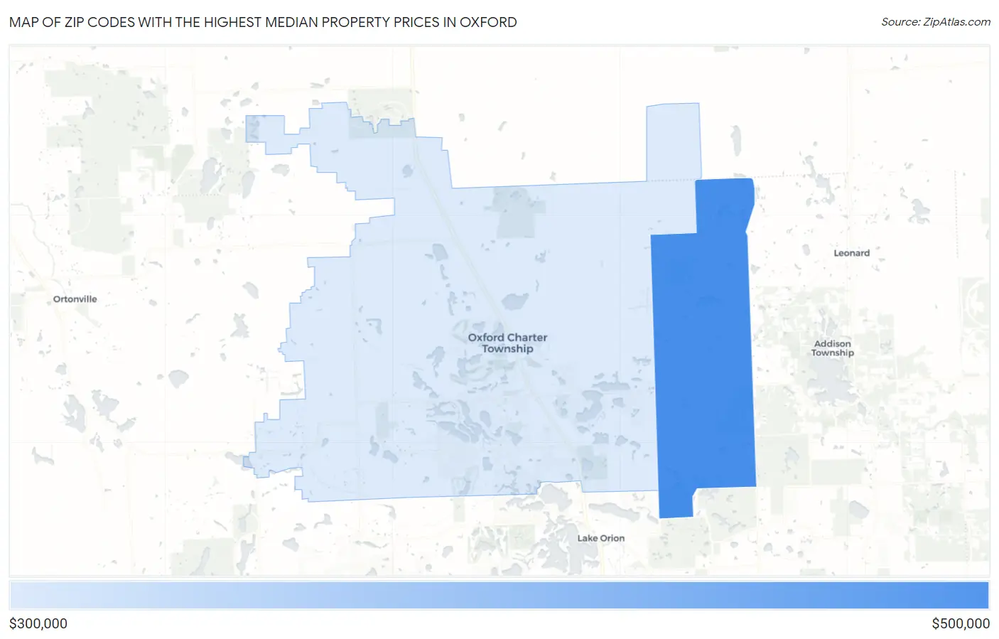 Zip Codes with the Highest Median Property Prices in Oxford Map