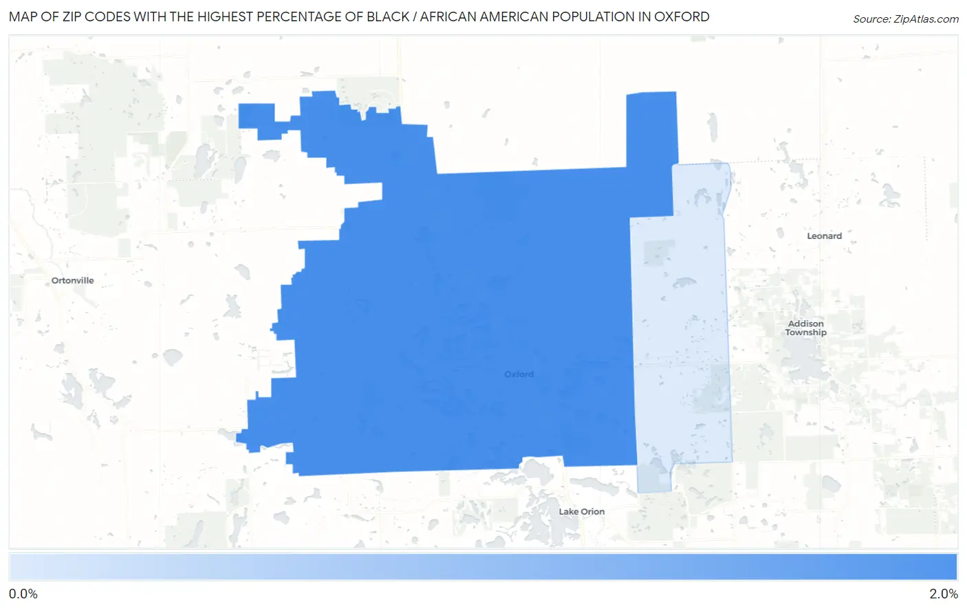 Zip Codes with the Highest Percentage of Black / African American Population in Oxford Map