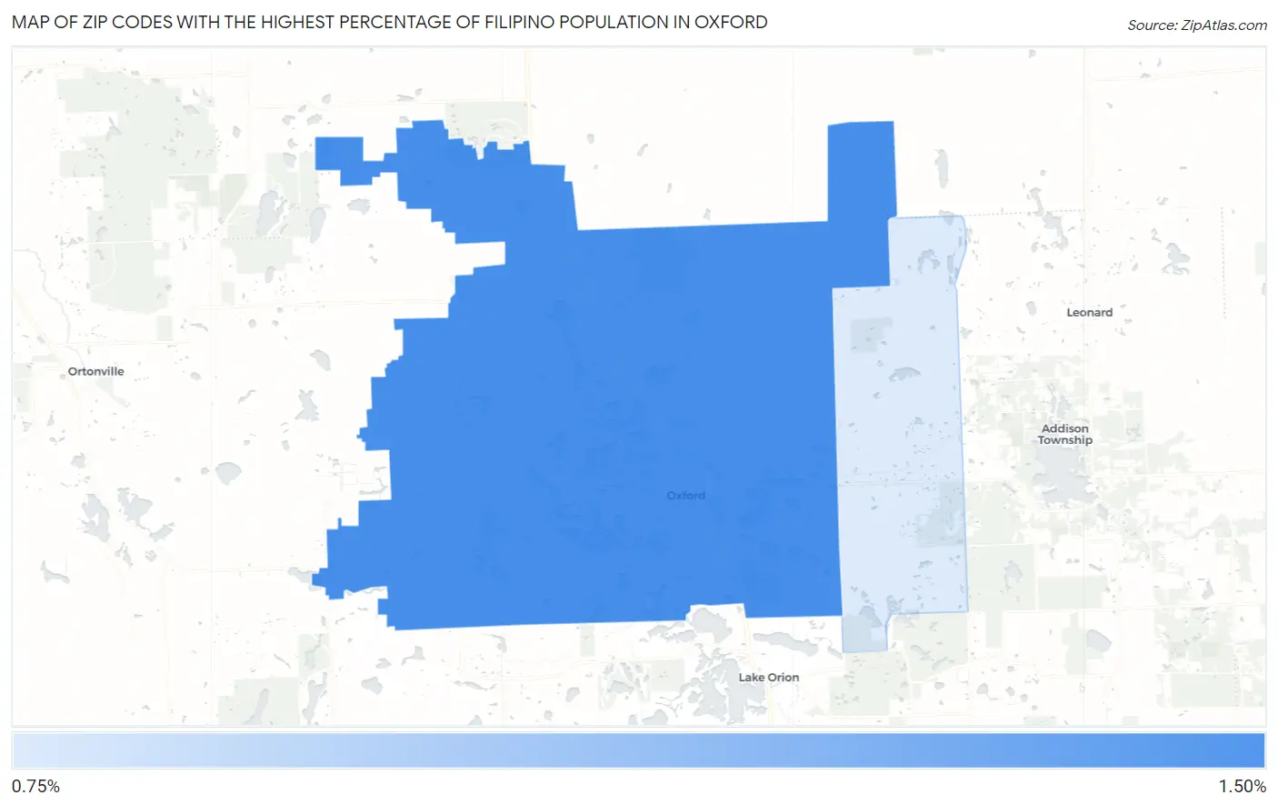 Zip Codes with the Highest Percentage of Filipino Population in Oxford Map
