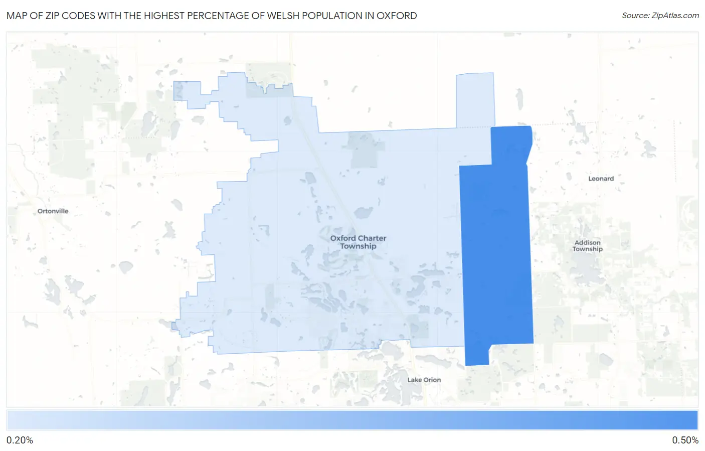 Zip Codes with the Highest Percentage of Welsh Population in Oxford Map