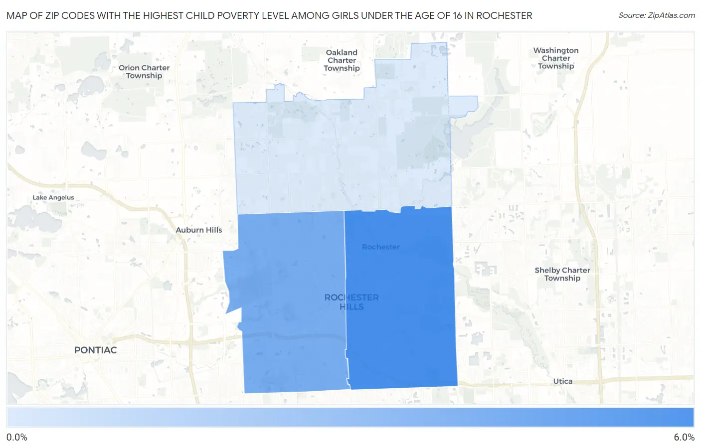 Zip Codes with the Highest Child Poverty Level Among Girls Under the Age of 16 in Rochester Map