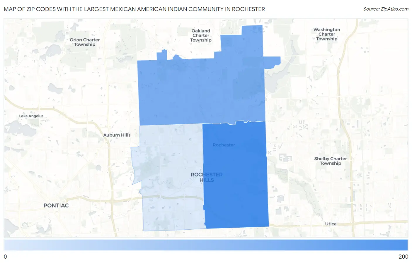 Zip Codes with the Largest Mexican American Indian Community in Rochester Map