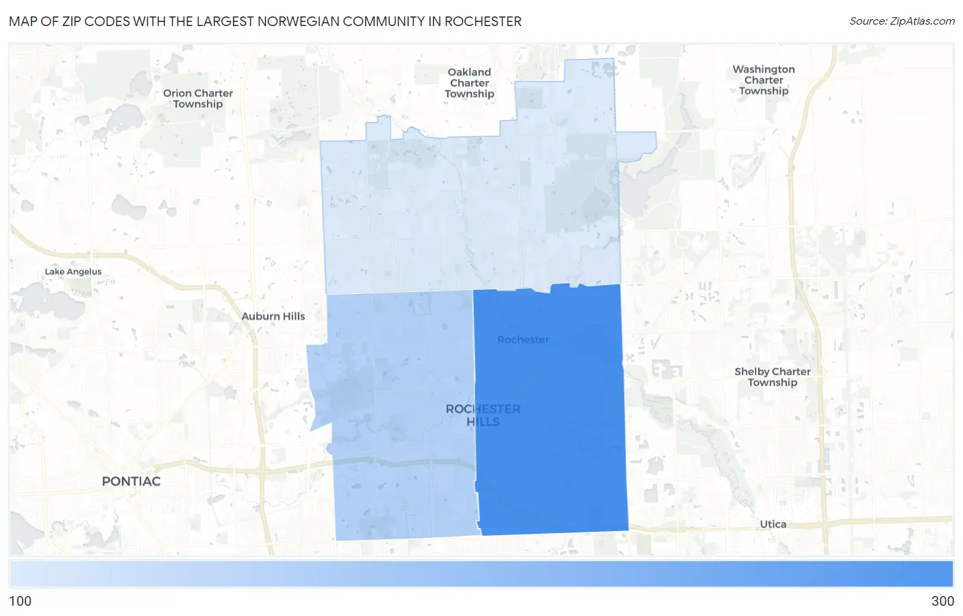 Zip Codes with the Largest Norwegian Community in Rochester Map