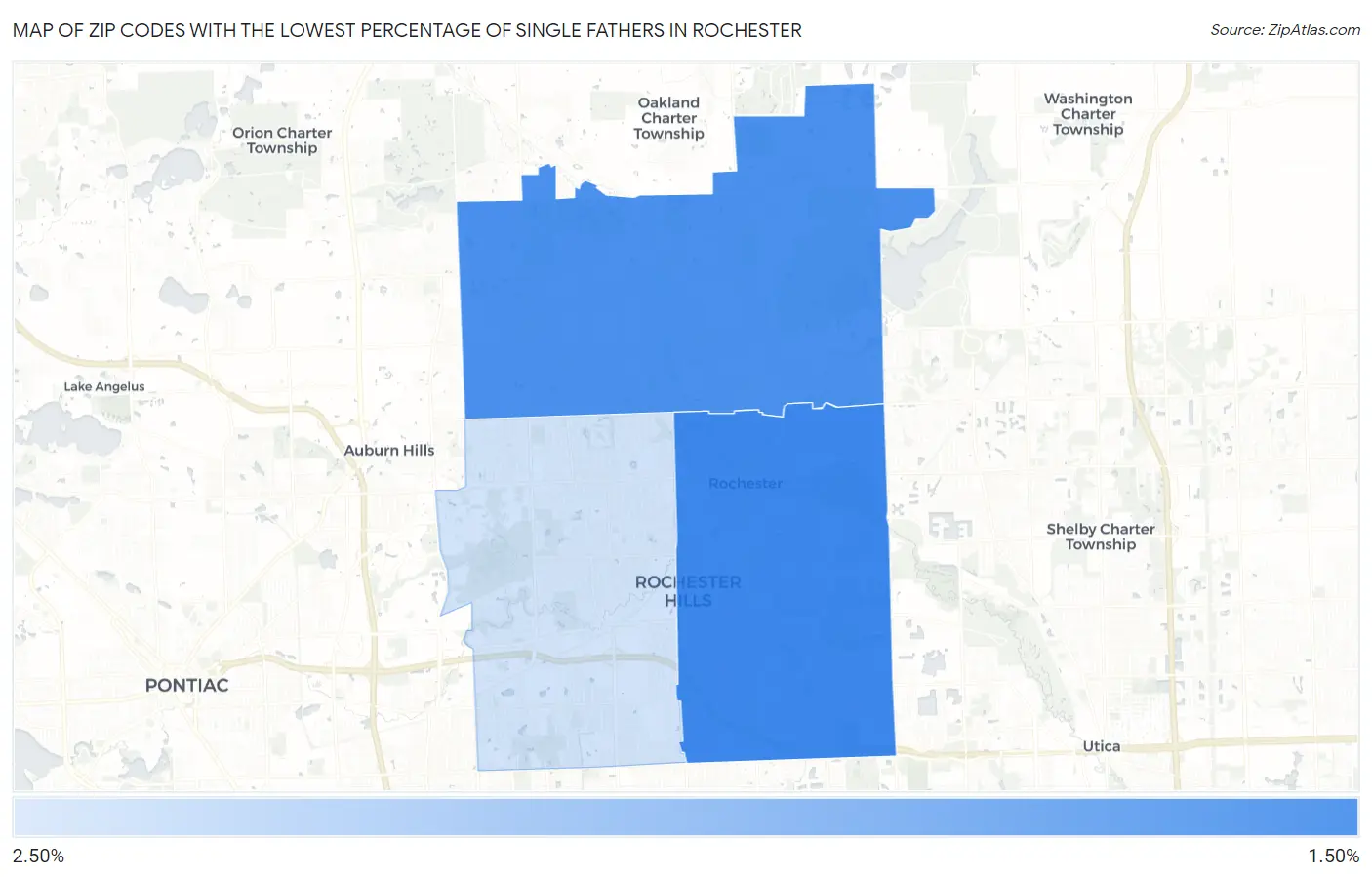 Zip Codes with the Lowest Percentage of Single Fathers in Rochester Map