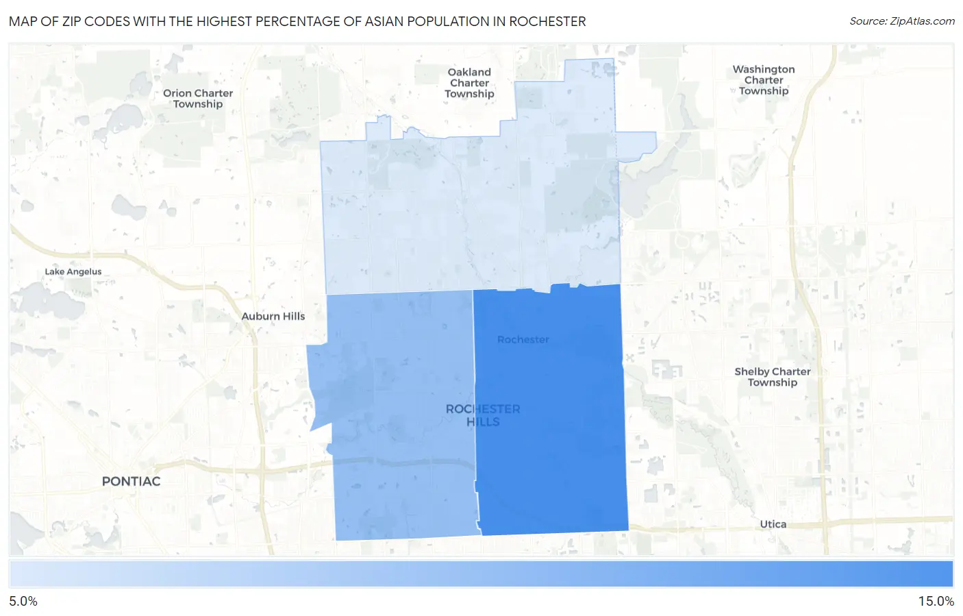 Zip Codes with the Highest Percentage of Asian Population in Rochester Map