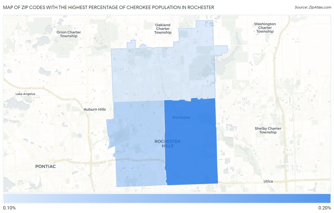 Zip Codes with the Highest Percentage of Cherokee Population in Rochester Map