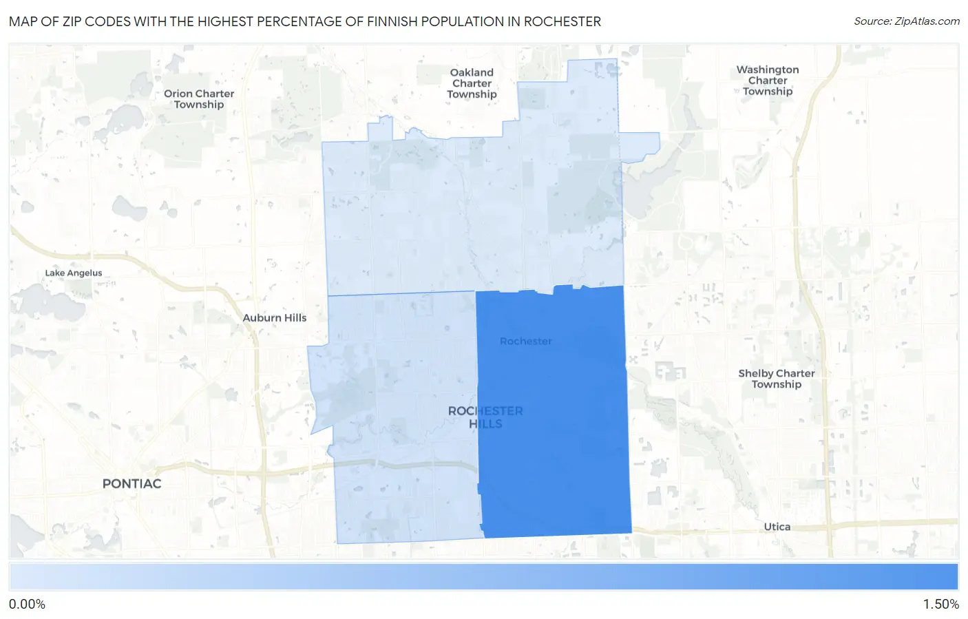 Zip Codes with the Highest Percentage of Finnish Population in Rochester Map