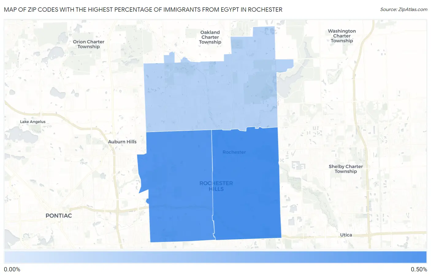 Zip Codes with the Highest Percentage of Immigrants from Egypt in Rochester Map