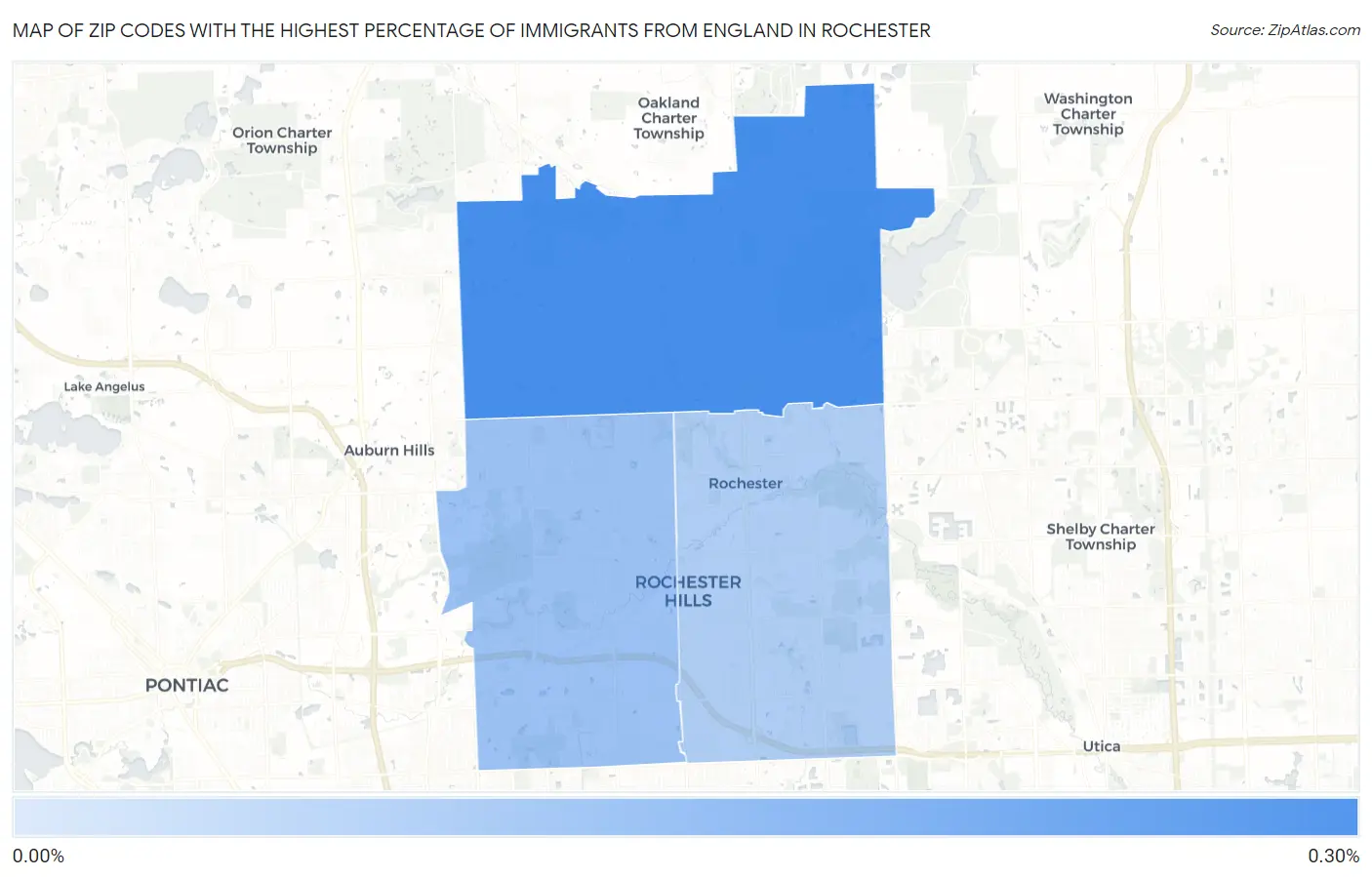 Zip Codes with the Highest Percentage of Immigrants from England in Rochester Map