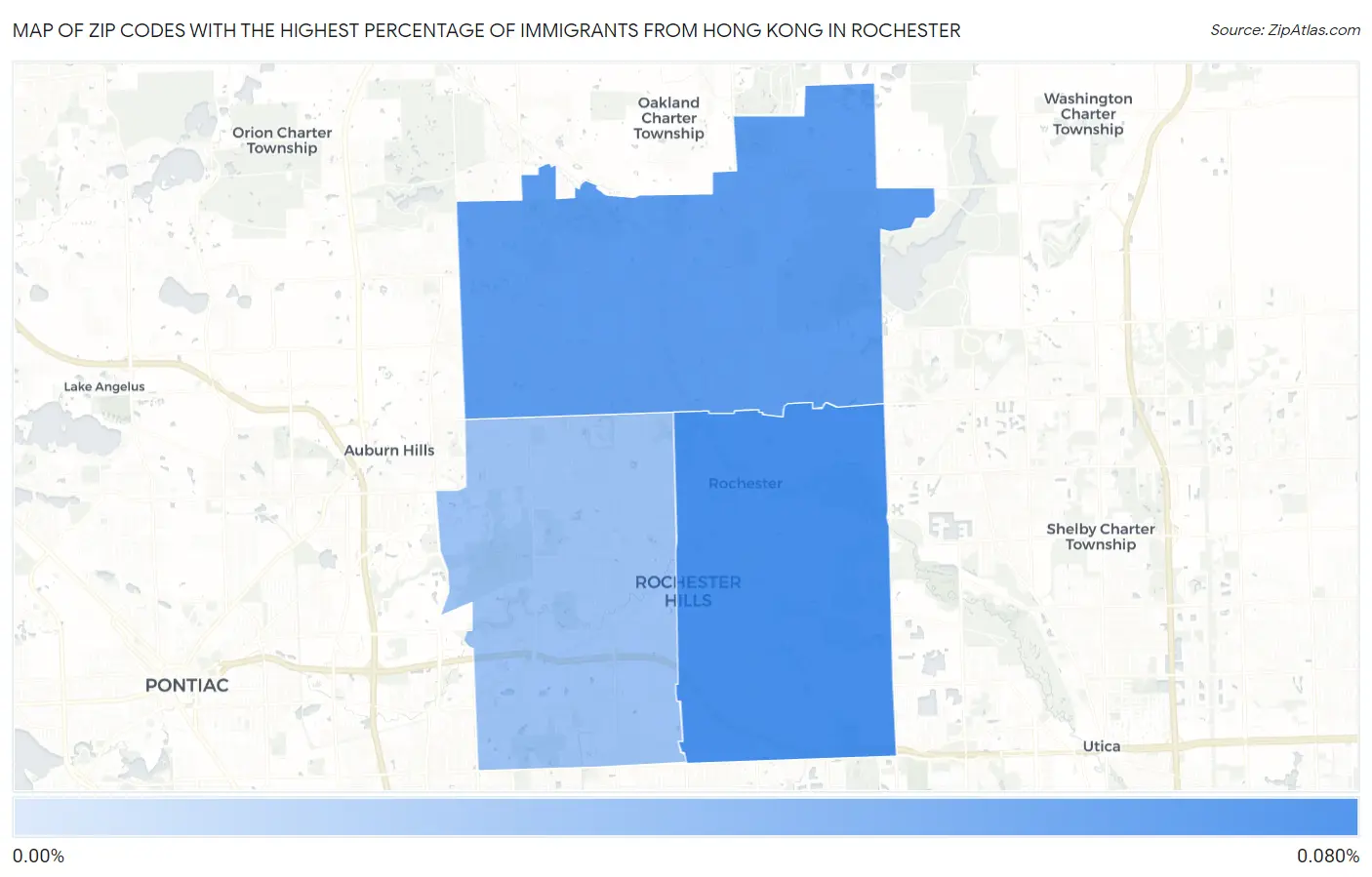 Zip Codes with the Highest Percentage of Immigrants from Hong Kong in Rochester Map