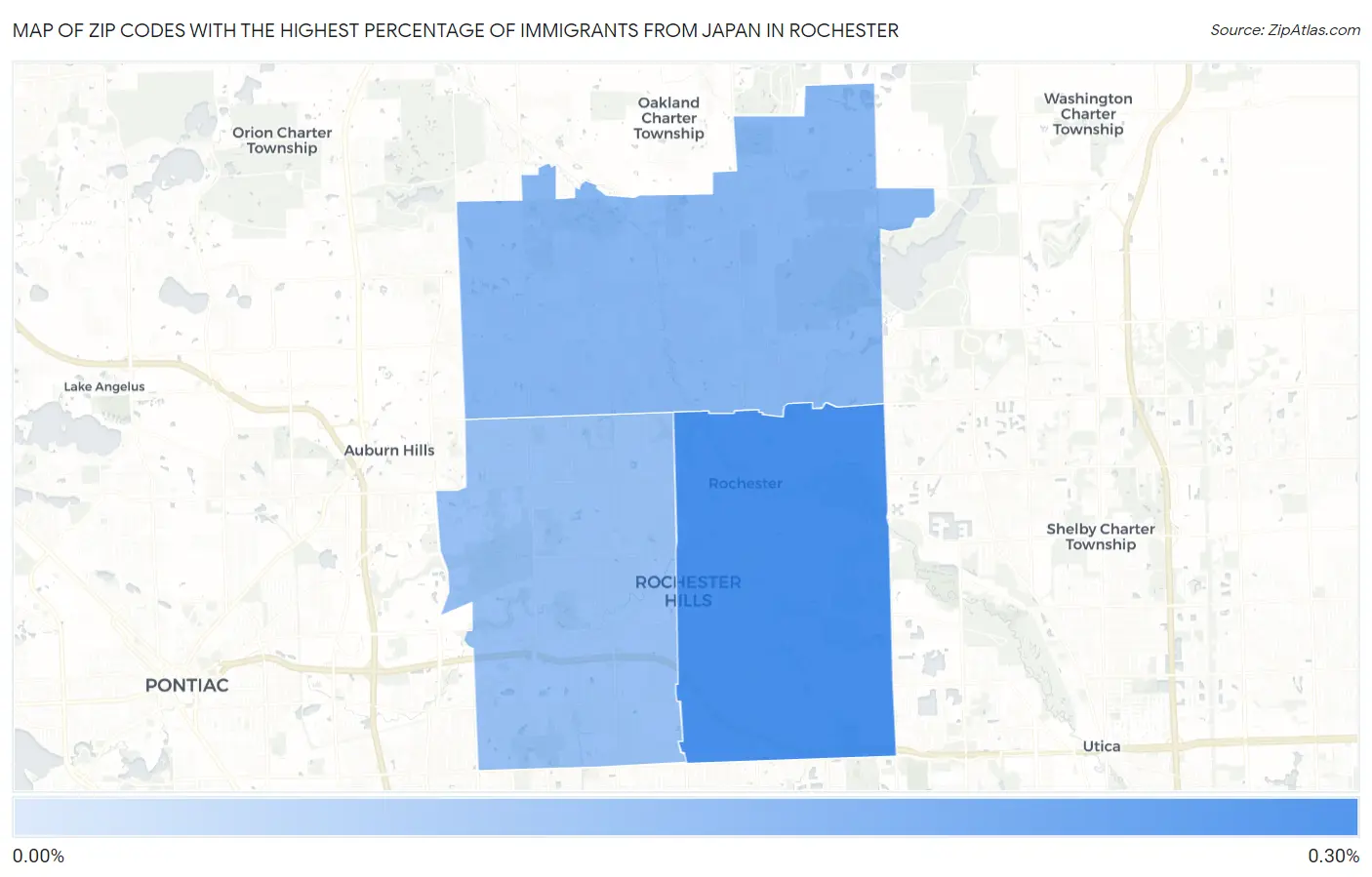 Zip Codes with the Highest Percentage of Immigrants from Japan in Rochester Map