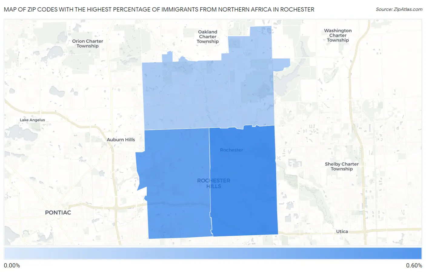 Zip Codes with the Highest Percentage of Immigrants from Northern Africa in Rochester Map