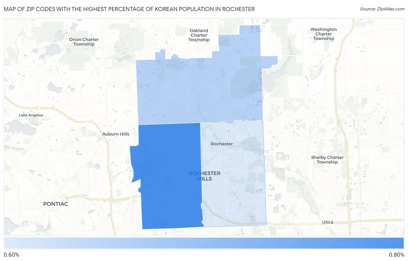 Zip Codes with the Highest Percentage of Korean Population in Rochester Map