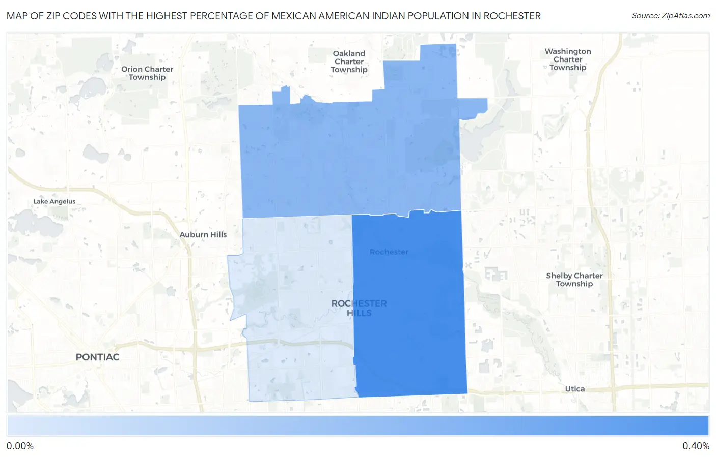 Zip Codes with the Highest Percentage of Mexican American Indian Population in Rochester Map