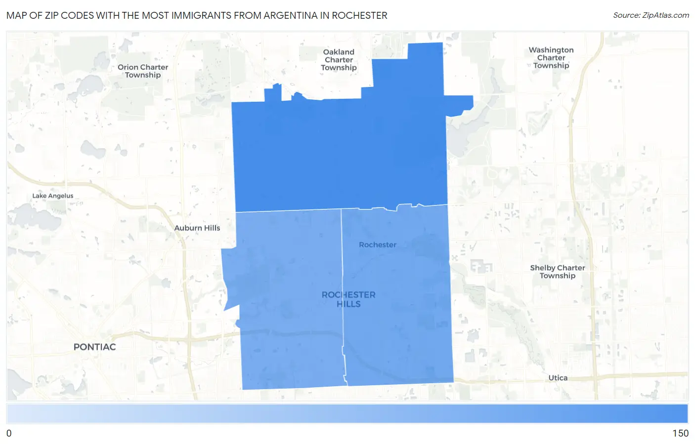 Zip Codes with the Most Immigrants from Argentina in Rochester Map