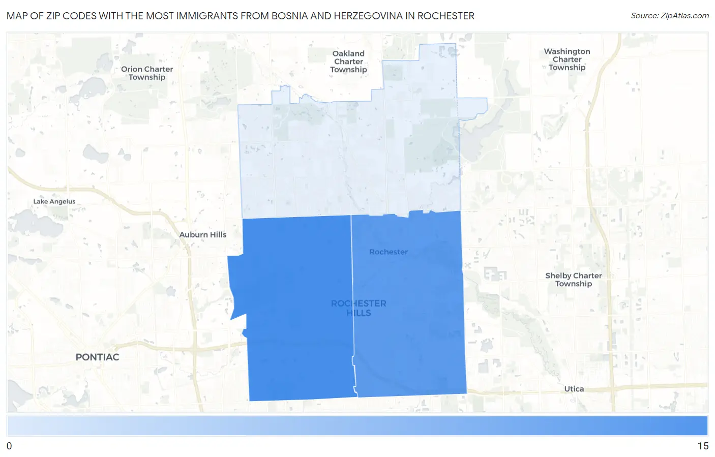 Zip Codes with the Most Immigrants from Bosnia and Herzegovina in Rochester Map