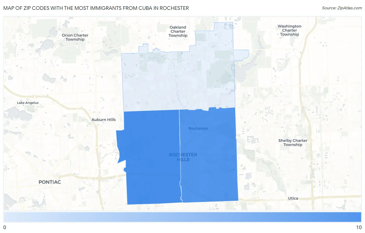 Zip Codes with the Most Immigrants from Cuba in Rochester Map