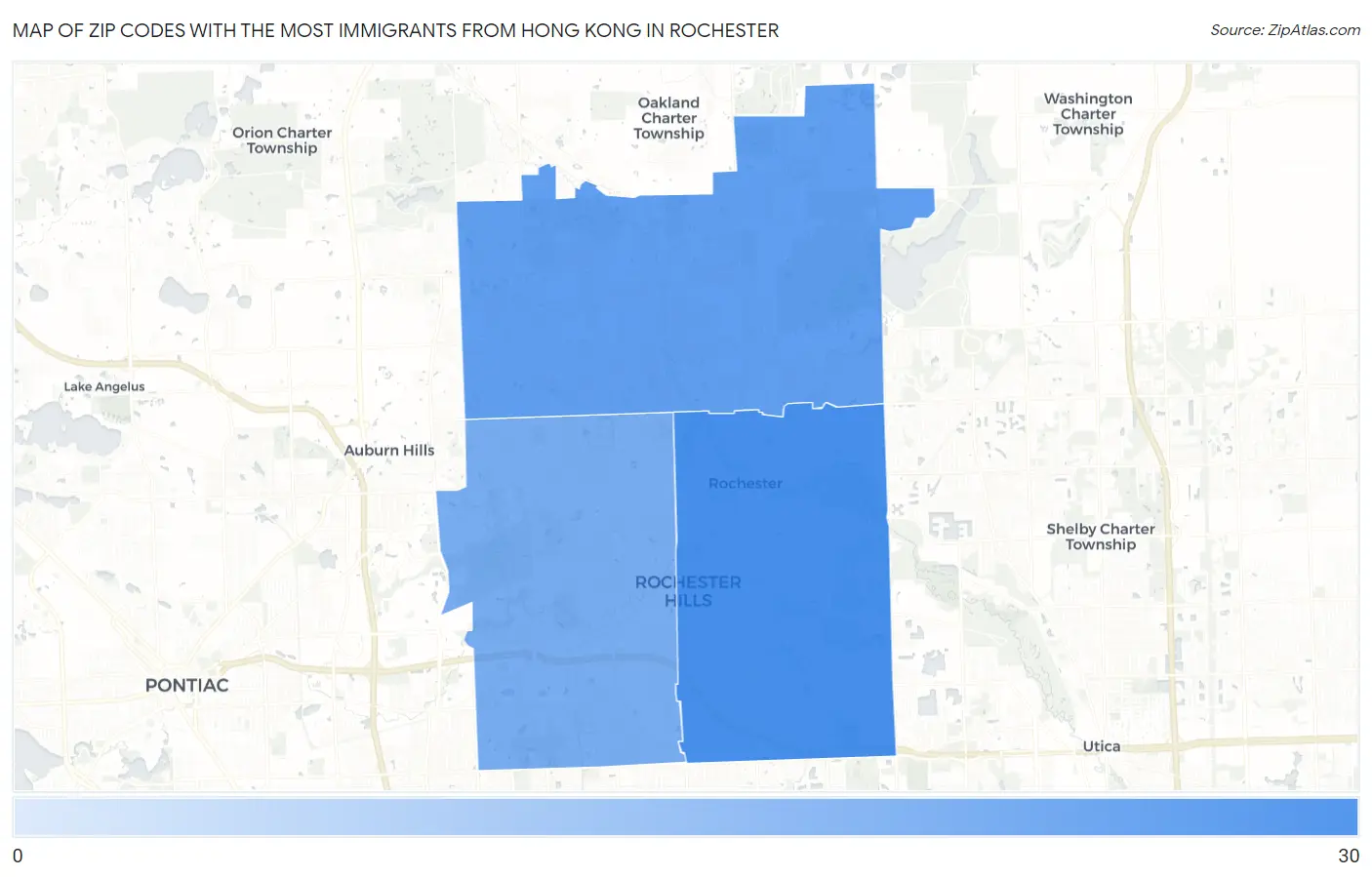 Zip Codes with the Most Immigrants from Hong Kong in Rochester Map