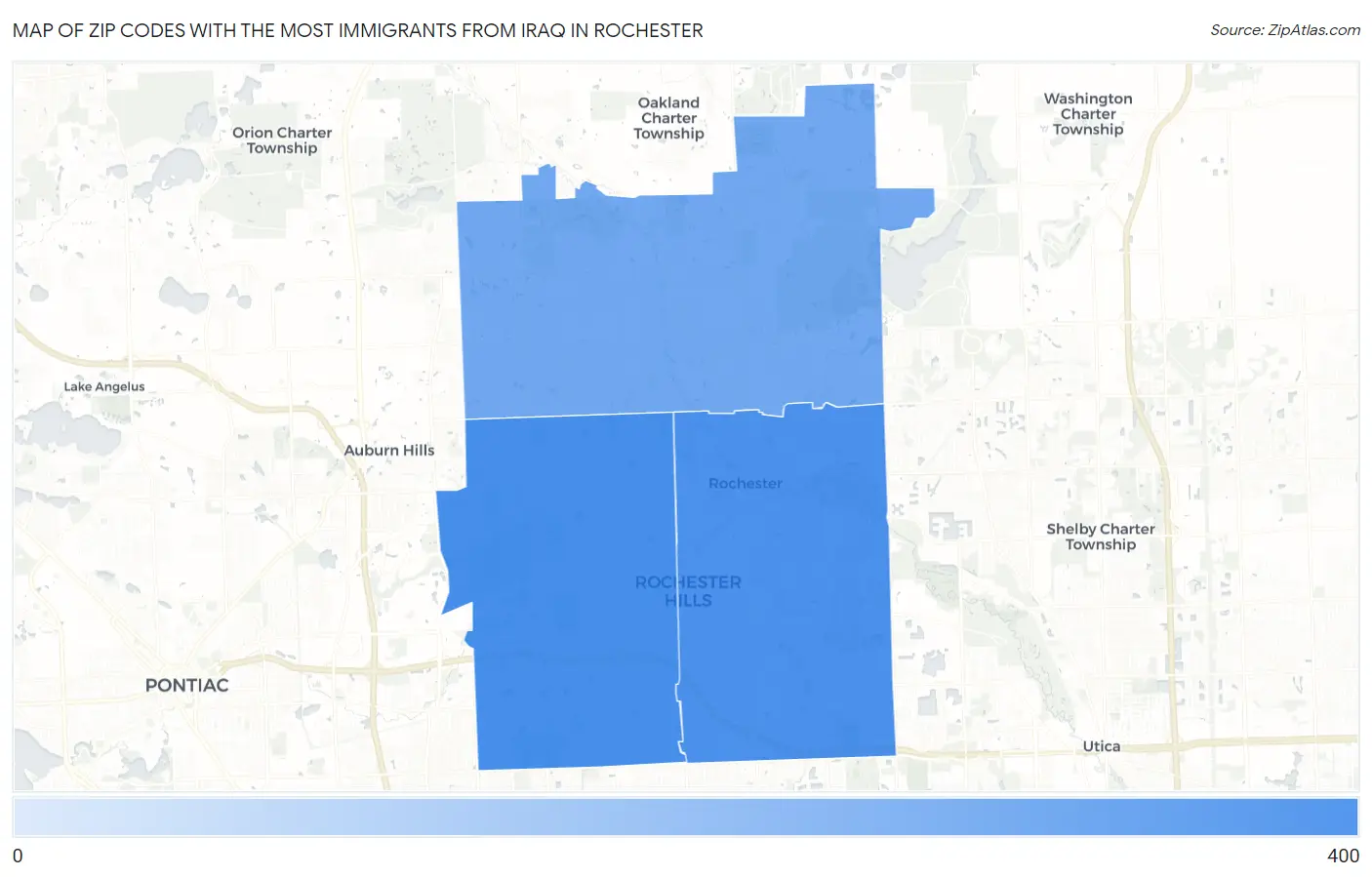 Zip Codes with the Most Immigrants from Iraq in Rochester Map