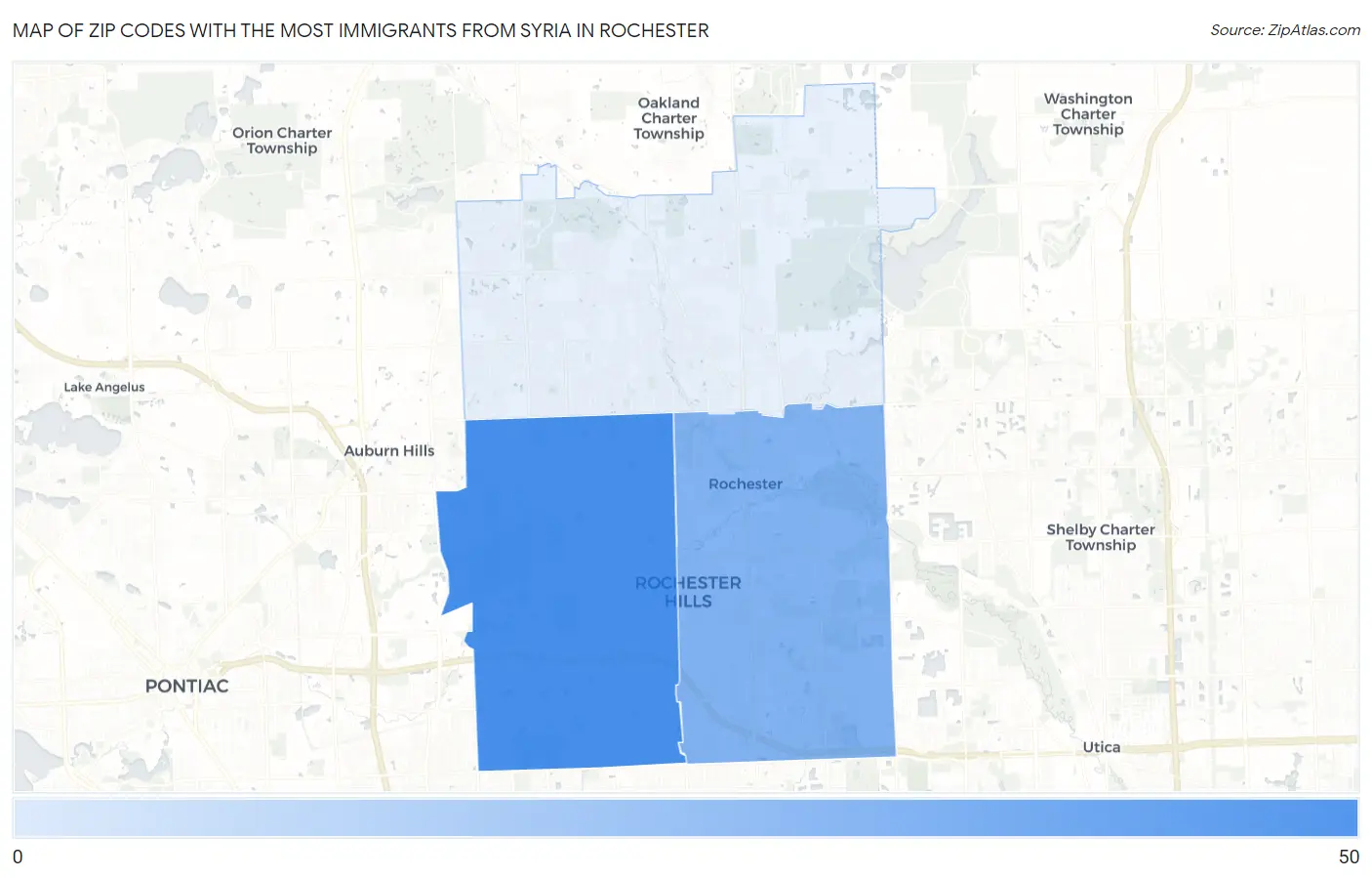 Zip Codes with the Most Immigrants from Syria in Rochester Map